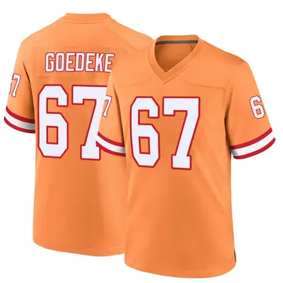 Men's Luke Goedeke Tampa Bay Buccaneers Throwback Jersey - Orange Game