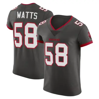 Men's Markees Watts Tampa Bay Buccaneers Pewter Alternate Vapor Jersey - Elite